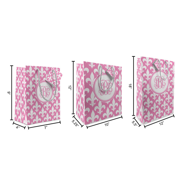 Fleur De Lis Gift Bags - All Sizes - Dimensions