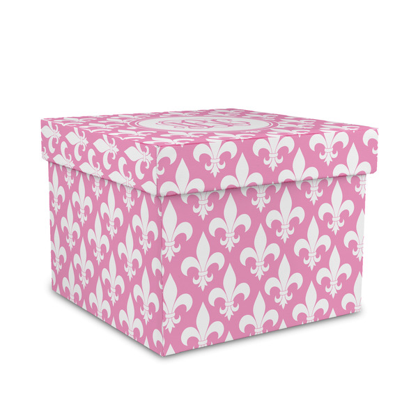 Custom Fleur De Lis Gift Box with Lid - Canvas Wrapped - Medium (Personalized)