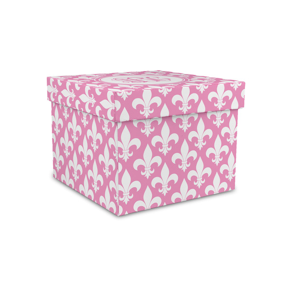 Custom Fleur De Lis Gift Box with Lid - Canvas Wrapped - Small (Personalized)