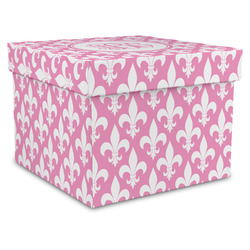 Fleur De Lis Gift Box with Lid - Canvas Wrapped - XX-Large (Personalized)