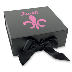 Fleur De Lis Gift Box with Magnetic Lid - Black (Personalized)