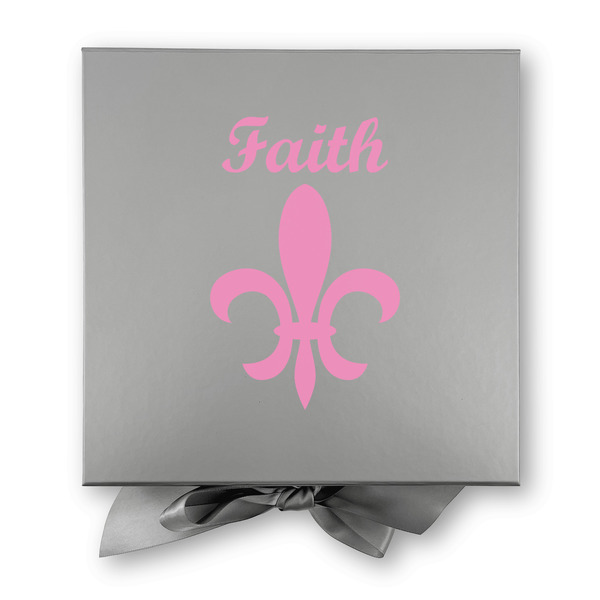 Fleur De Lis Gift Boxes with Magnetic Lid - Silver - Approval