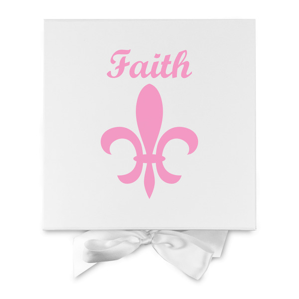 Fleur De Lis Gift Boxes with Magnetic Lid - White - Approval