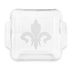 Fleur De Lis Glass Cake Dish with Truefit Lid - 8in x 8in