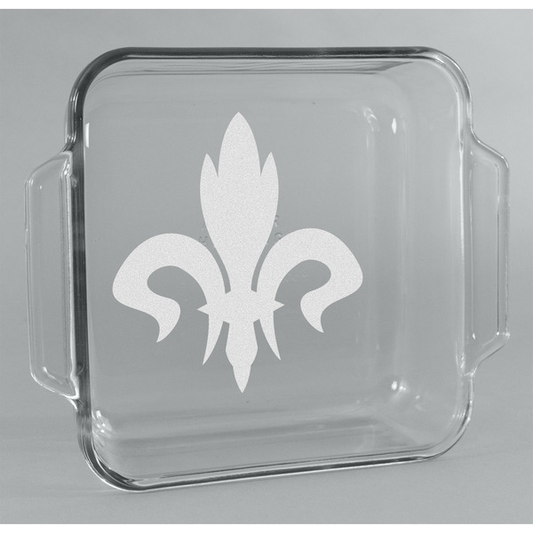 Custom Fleur De Lis Glass Cake Dish - 8in x 8in