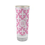 Fleur De Lis 2 oz Shot Glass -  Glass with Gold Rim - Set of 4 (Personalized)