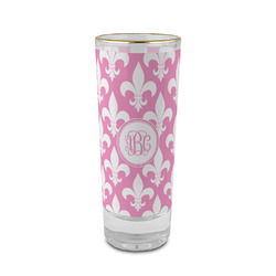 Fleur De Lis 2 oz Shot Glass - Glass with Gold Rim (Personalized)