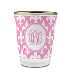 Fleur De Lis Glass Shot Glass - 1.5 oz - with Gold Rim - Single (Personalized)