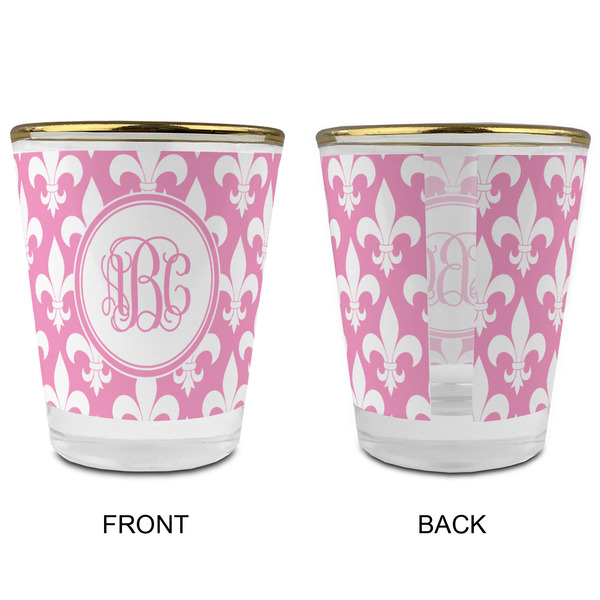 Fleur De Lis Glass Shot Glass - with gold rim - APPROVAL
