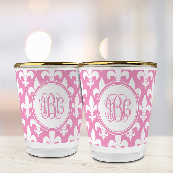 Fleur De Lis Glass Shot Glass - with gold rim - LIFESTYLE