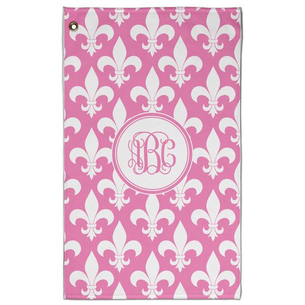 Custom Fleur De Lis Golf Towel - Poly-Cotton Blend w/ Monograms