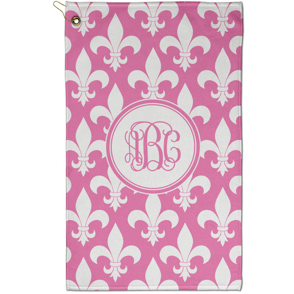 Custom Fleur De Lis Golf Towel - Poly-Cotton Blend - Small w/ Monograms