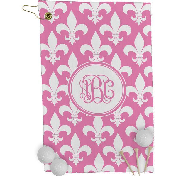 Pink Fleur De Lis Golf Towel (Personalized)