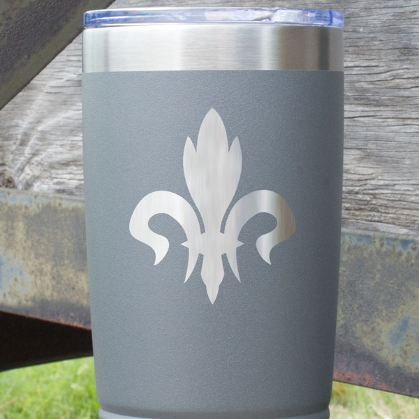 Fleur De Lis Gray Polar Camel Tumbler - 20oz - Close Up