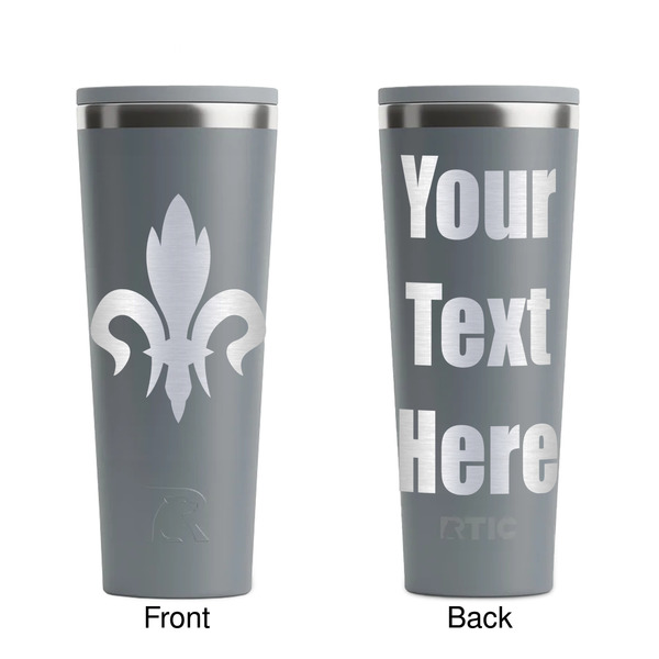 Fleur De Lis Grey RTIC Everyday Tumbler - 28 oz. - Front and Back