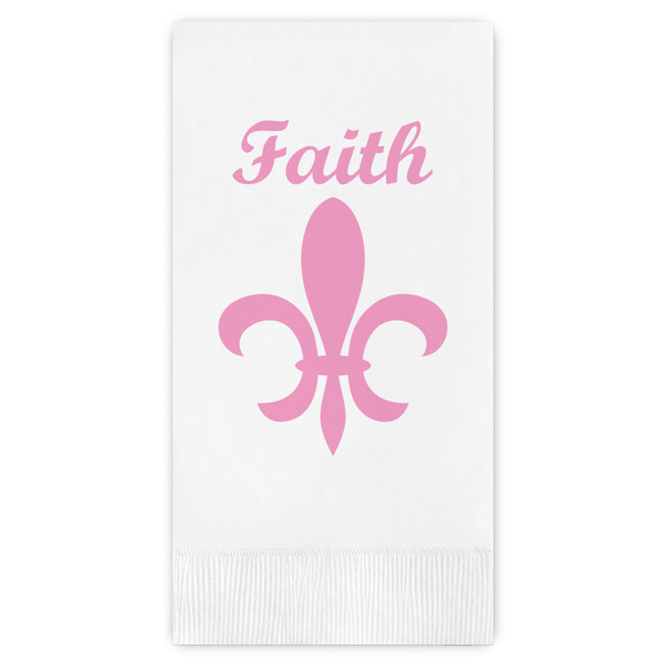 Custom Fleur De Lis Guest Napkins - Full Color - Embossed Edge (Personalized)