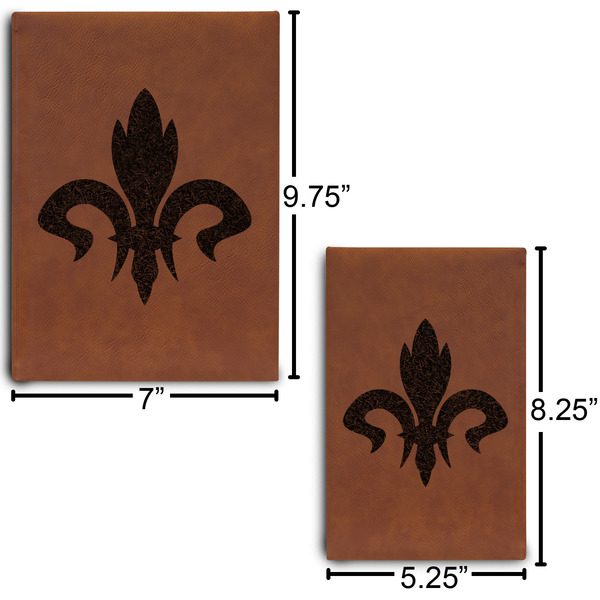Fleur De Lis Journal Size Comparisons w/ Dimensions