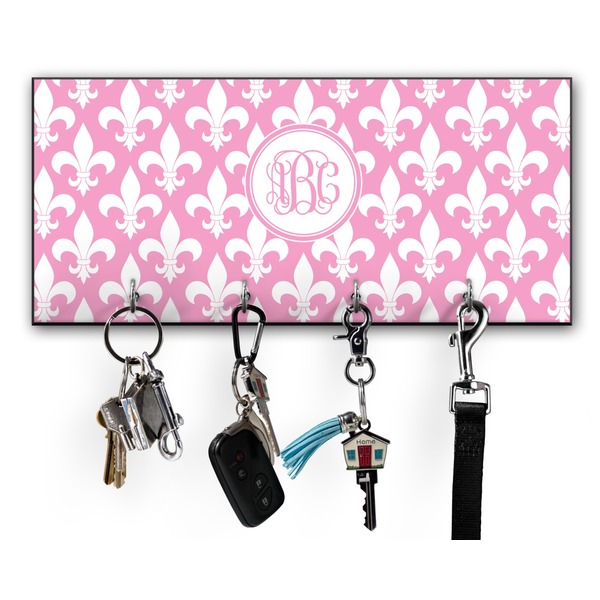 Custom Fleur De Lis Key Hanger w/ 4 Hooks w/ Monogram
