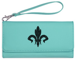 Fleur De Lis Ladies Leatherette Wallet - Laser Engraved- Teal