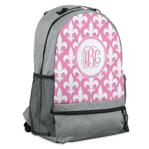 Custom Fleur De Lis Backpack - Grey (Personalized)