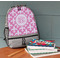 Fleur De Lis Large Backpack - Gray - On Desk