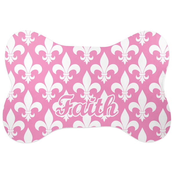 Custom Fleur De Lis Bone Shaped Dog Food Mat (Large) (Personalized)