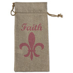 Fleur De Lis Large Burlap Gift Bag - Front (Personalized)