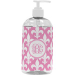 Fleur De Lis Plastic Soap / Lotion Dispenser (16 oz - Large - White) (Personalized)