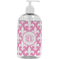 Fleur De Lis Plastic Soap / Lotion Dispenser (16 oz - Large - White) (Personalized)