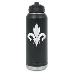 Fleur De Lis Water Bottle - Laser Engraved - Front