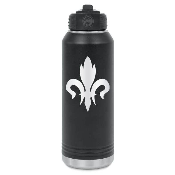 Custom Fleur De Lis Water Bottle - Laser Engraved - Front
