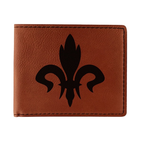 Custom Fleur De Lis Leatherette Bifold Wallet - Double Sided (Personalized)