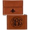 Fleur De Lis Leather Business Card Holder - Front Back