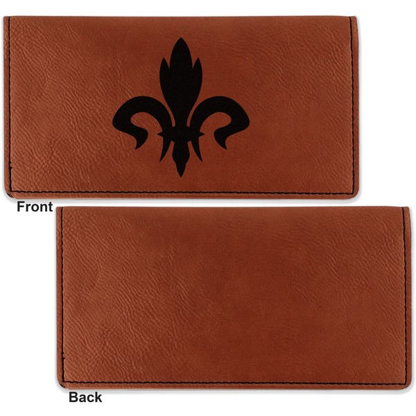Fleur De Lis Leather Checkbook Holder Front and Back Single Sided - Apvl
