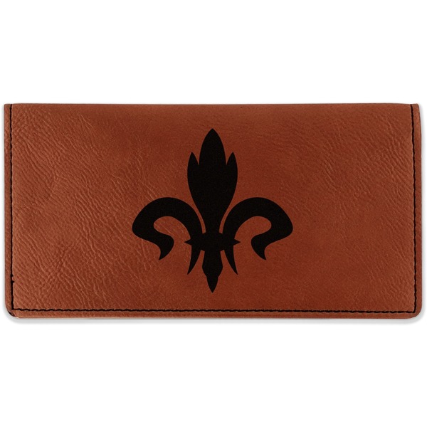 Custom Fleur De Lis Leatherette Checkbook Holder - Double Sided (Personalized)