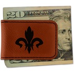 Fleur De Lis Leatherette Magnetic Money Clip - Single Sided