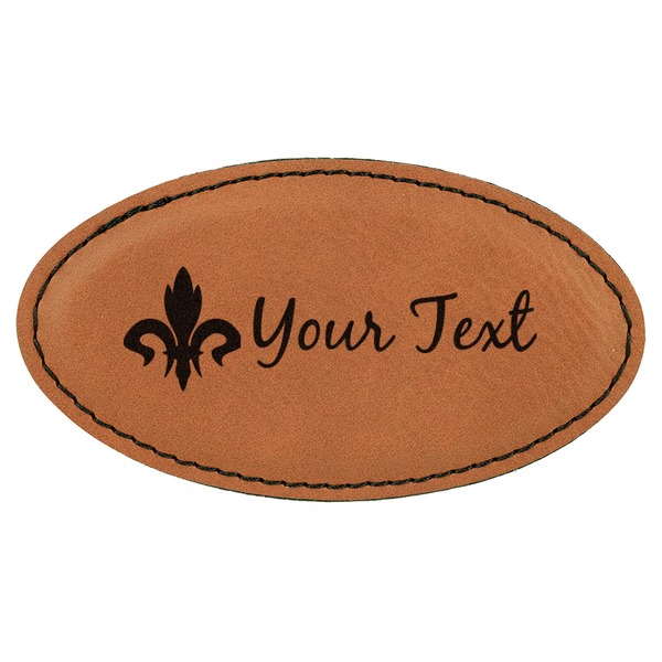 Custom Fleur De Lis Leatherette Oval Name Badge with Magnet (Personalized)