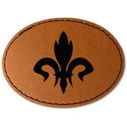 Fleur De Lis Faux Leather Iron On Patch - Oval
