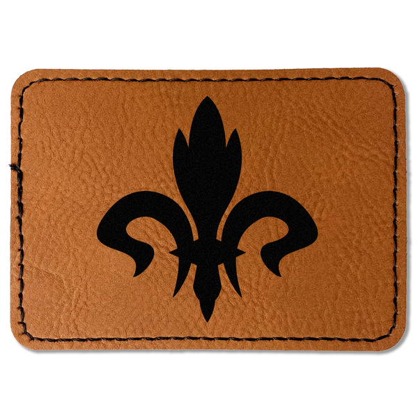 Custom Fleur De Lis Faux Leather Iron On Patch - Rectangle