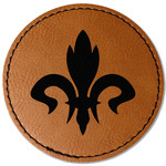 Fleur De Lis Faux Leather Iron On Patch - Round