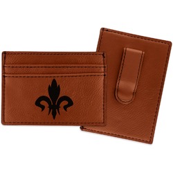 Fleur De Lis Leatherette Wallet with Money Clip (Personalized)