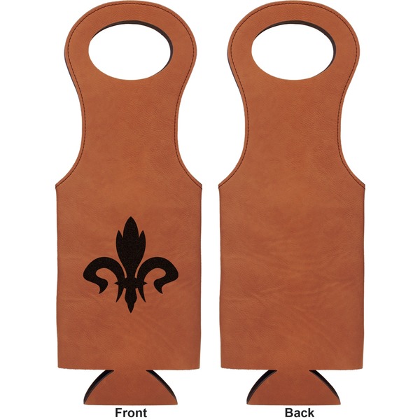 Fleur De Lis Leatherette Wine Tote Single Sided - Front and Back