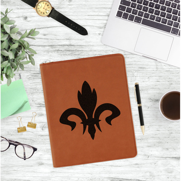 Fleur De Lis Leatherette Zipper Portfolio - Lifestyle Photo