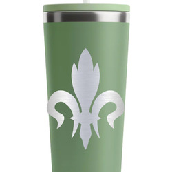 Fleur De Lis RTIC Everyday Tumbler with Straw - 28oz - Light Green - Double-Sided (Personalized)