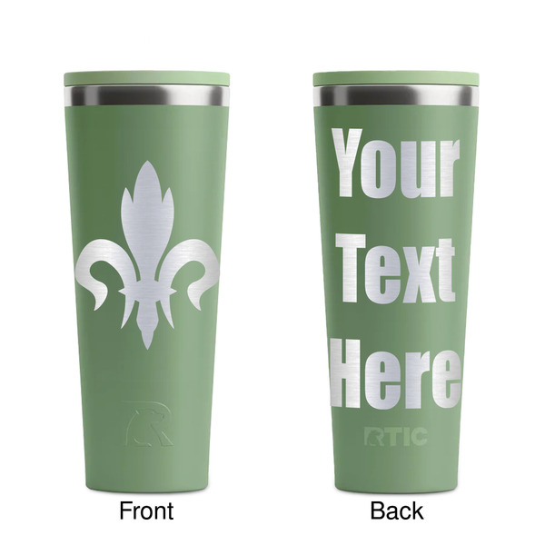 Fleur De Lis Light Green RTIC Everyday Tumbler - 28 oz. - Front and Back