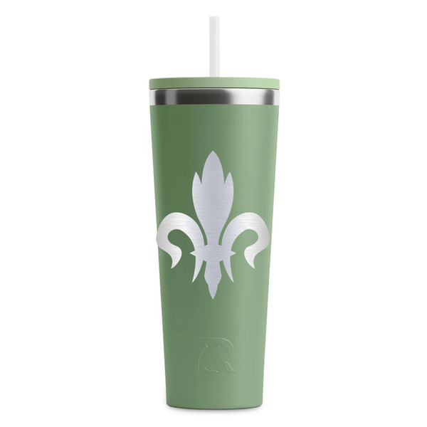 Fleur De Lis Light Green RTIC Everyday Tumbler - 28 oz. - Front