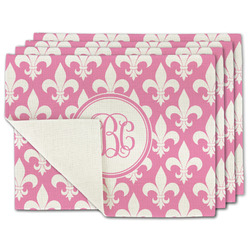 Fleur De Lis Single-Sided Linen Placemat - Set of 4 w/ Monogram
