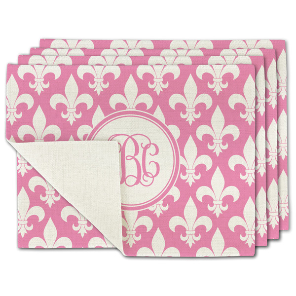 Custom Fleur De Lis Single-Sided Linen Placemat - Set of 4 w/ Monogram