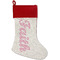 Fleur De Lis Linen Stockings w/ Red Cuff - Front