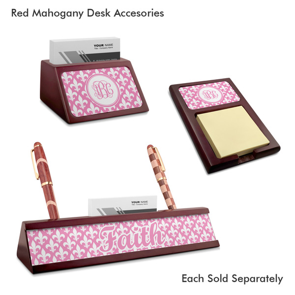 Fleur De Lis Mahogany Desk Accessories